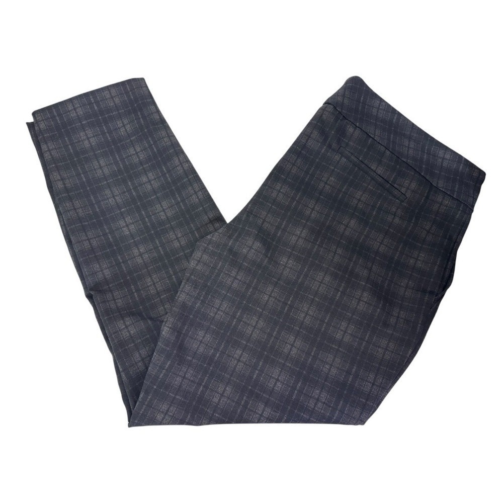Dalia Women Plaid Pull On Slim Leg  Mid Rise  Pants Charcoal Black XXL